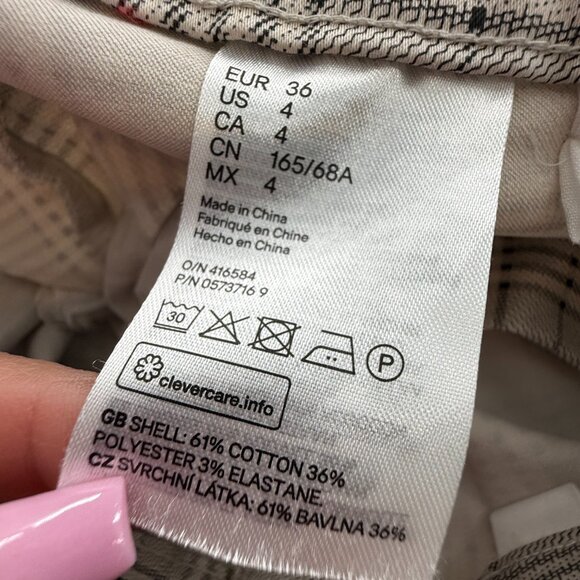 H&M Dressy Plaid Pants Work, School, Preppy Mid Rise Size 4 Cotton Blend - Picture 6 of 16
